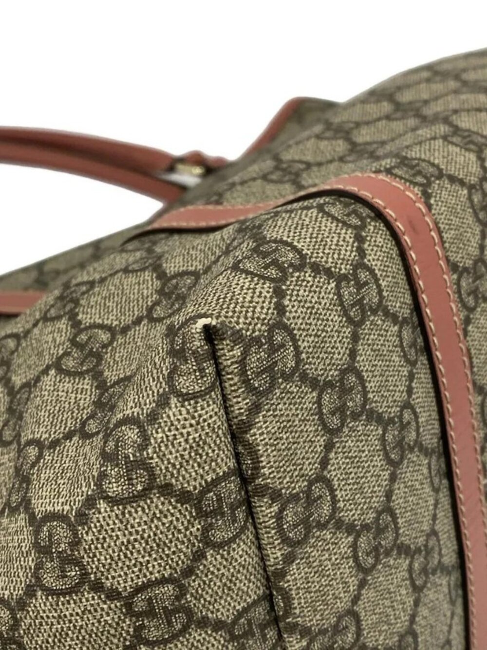 GUCCI GG Plus/GG Supreme 197953 Beige Dark Brown Pink Beige PVC Leather - Picture 6 of 13